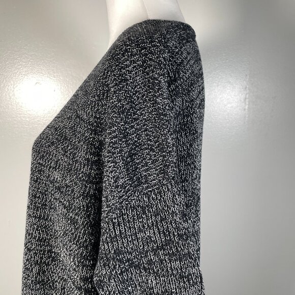 Express Black White Marled Deep V Neck Short Sleeve Pullover Sweater SP - Picture 7 of 13